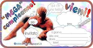 biglietti Spiderman per invito compleanno, Uomo Ragno