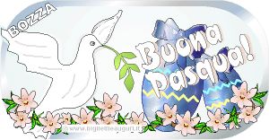 biglietto di buona Pasqua con colomba e ramo d'ulivo
